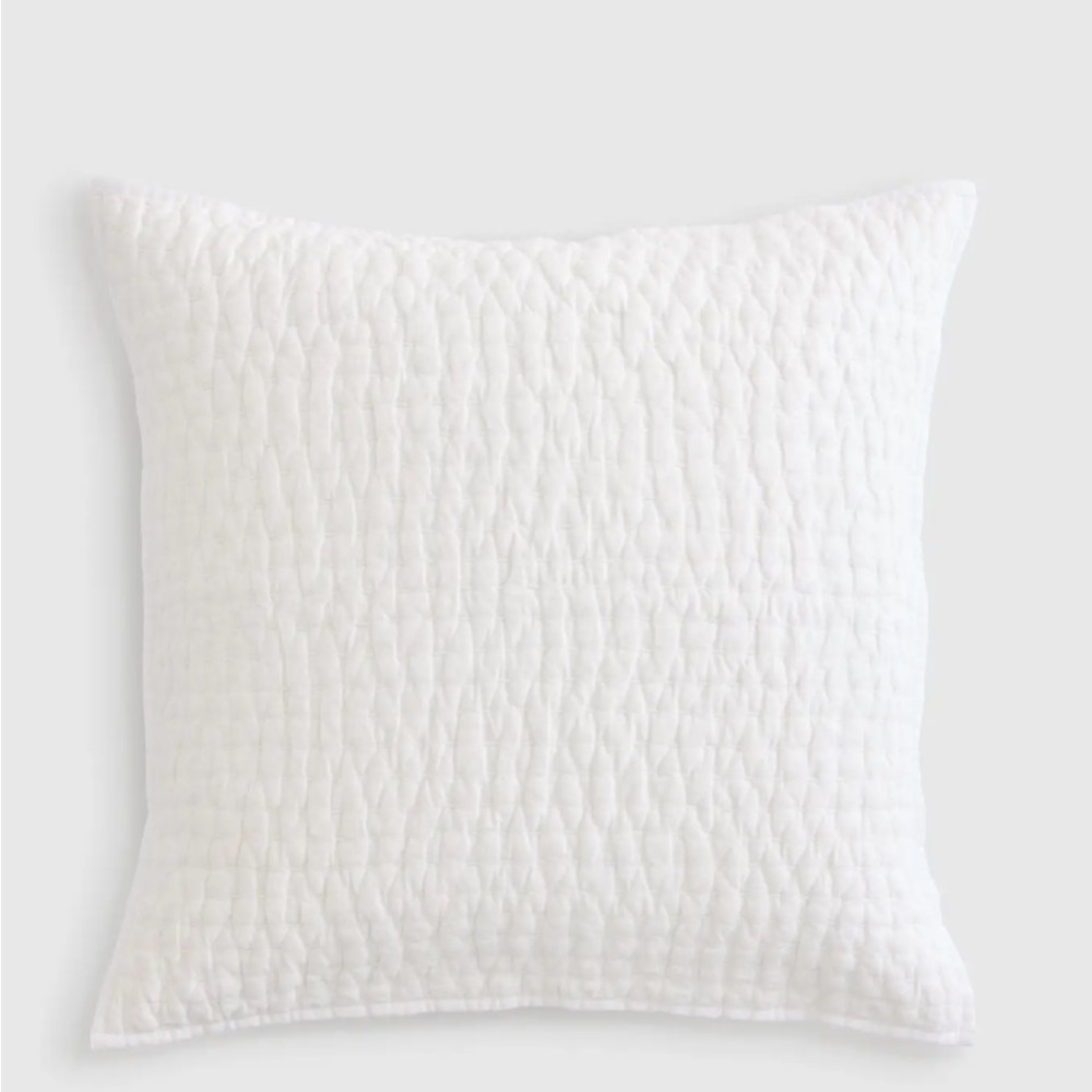 QUINCE New European Linen Cotton Stitch Quilted Euro Sham White